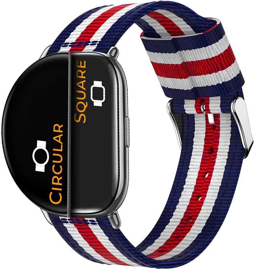 Ремешок тканевый Canvas для ZEPP E Square/Circular Blue/White/Red (26333)