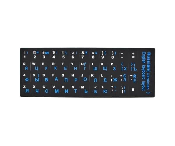 Наклейки на клавиатуру украинский/английский Black/Blue