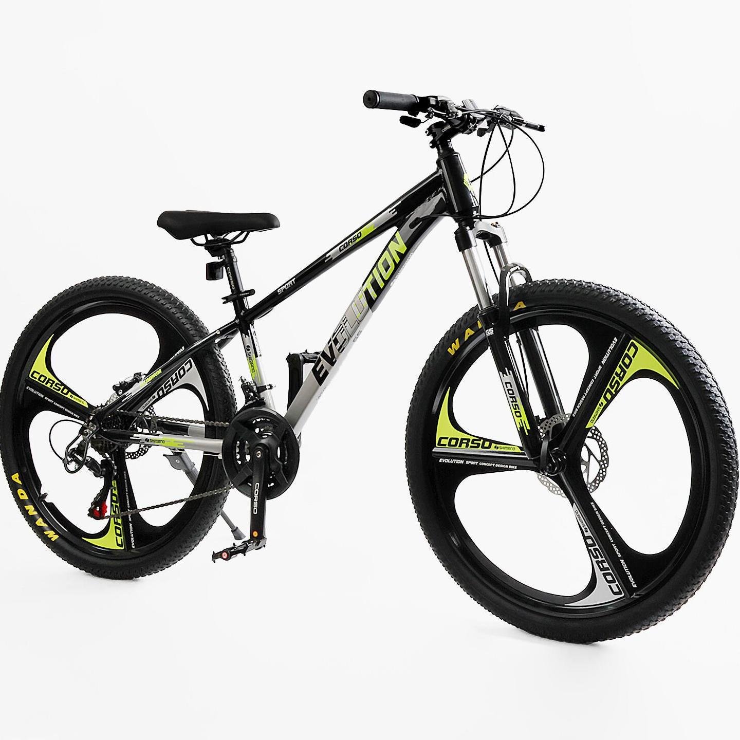 Велосипед горный Corso Evolution алюминиевый литые диски рама 26"/13" Серо-желтый (824568383) - фото 2 Велосипед горный Corso Evolution алюминиевый литые диски рама 26"/13" Серо-желтый (824568383) - фото 2