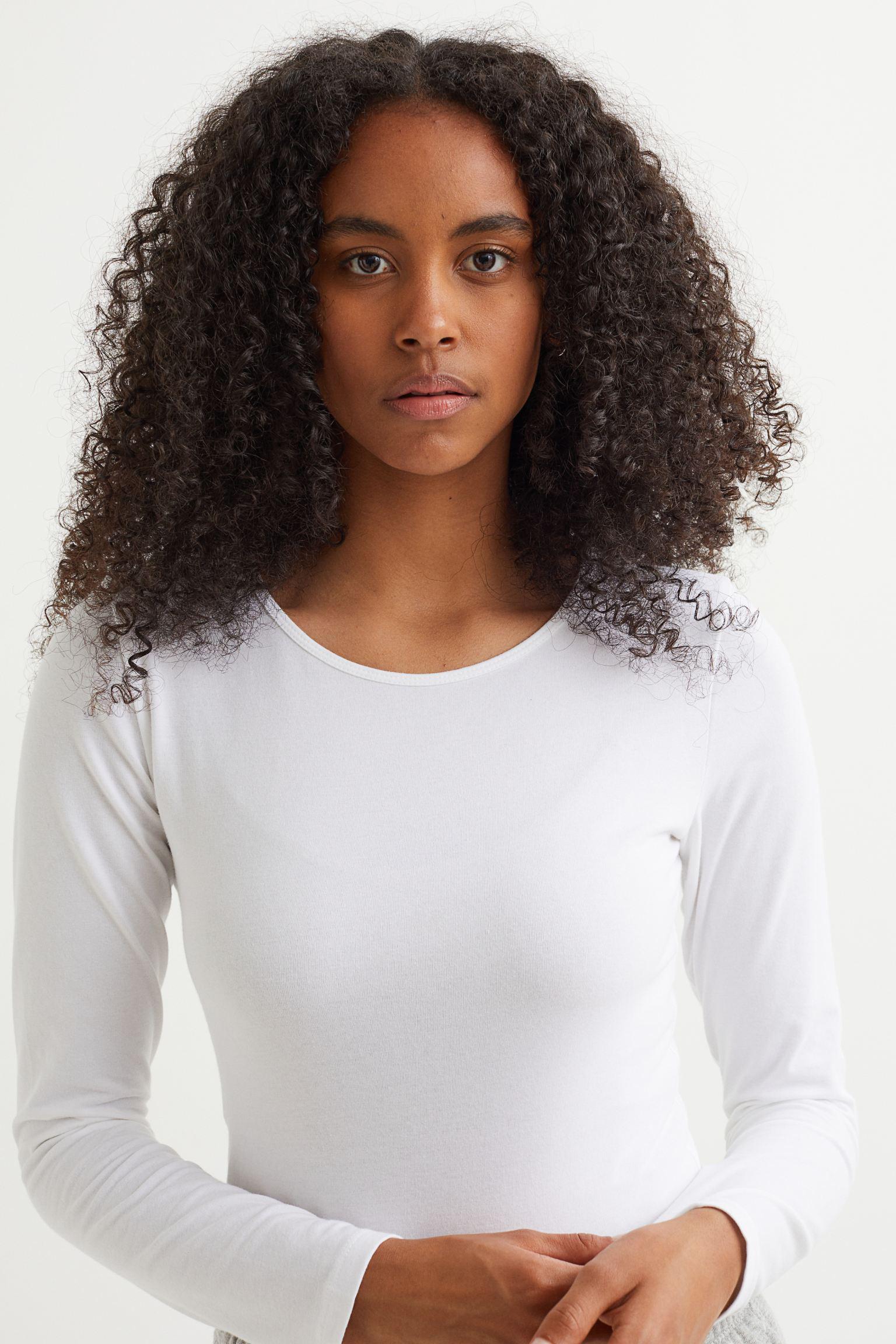 Лонгслив женский H&M M Белый (768931b48)