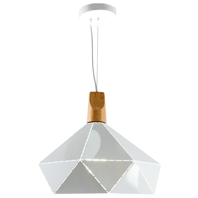 Люстра-подвес Flora из металла и дерева 30х30 Белый (ZD038B/D300 white)