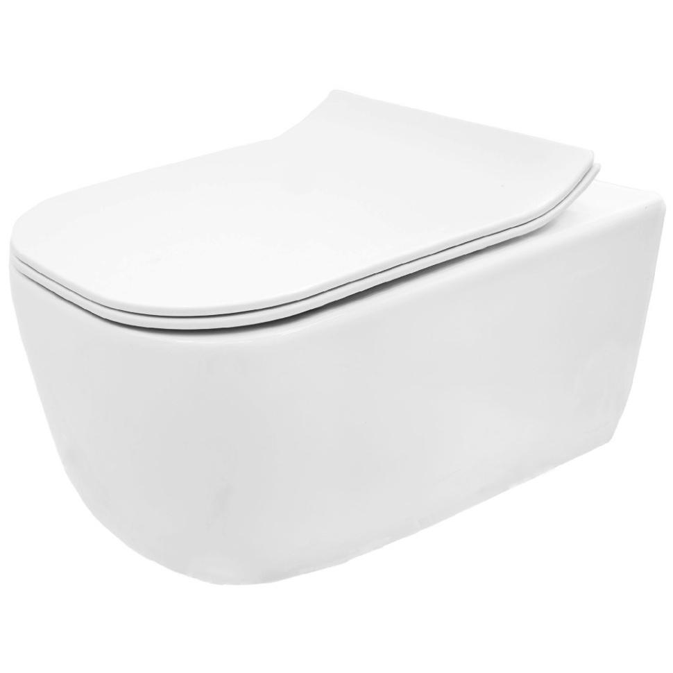 Унитаз Rea Mateo Rimless без ободка подвесной с сиденьем дюропласт slim (REA-C1258)