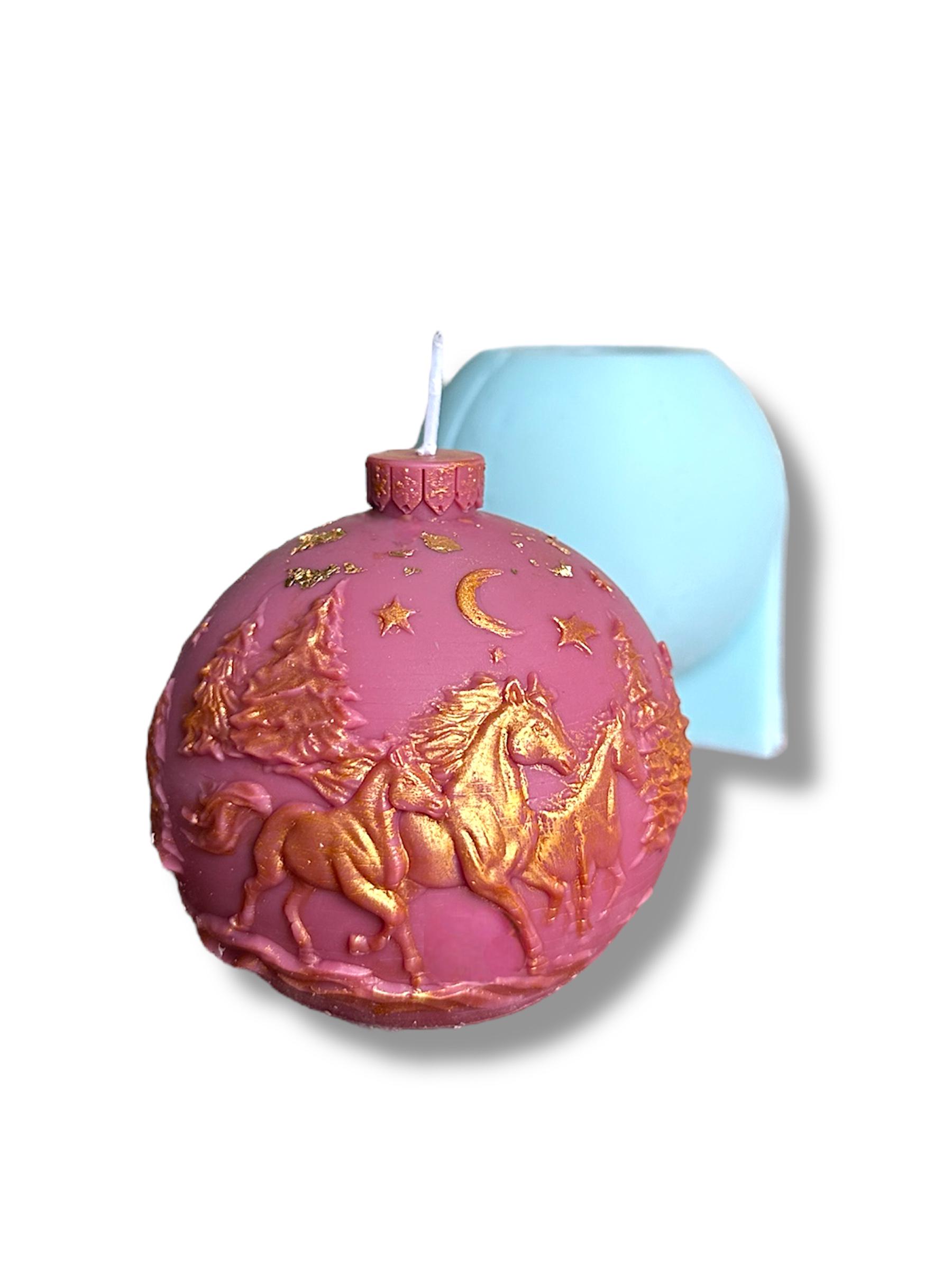 Молд силіконовий Новорічна куля з конями