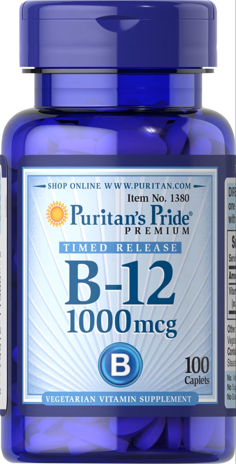 Витамин В12 Puritan's Pride Vitamin B-12 1000 mcg Timed Release 100 капс.