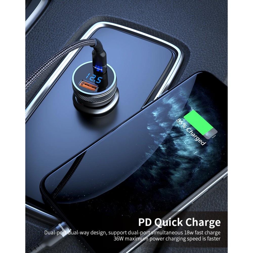 Зарядний пристрій автомобільний Essager USB+USB-C qc 3.0+PD 36 W Metall з дисплеєм (25397327) - фото 9 Зарядний пристрій автомобільний Essager USB+USB-C qc 3.0+PD 36 W Metall з дисплеєм (25397327) - фото 9
