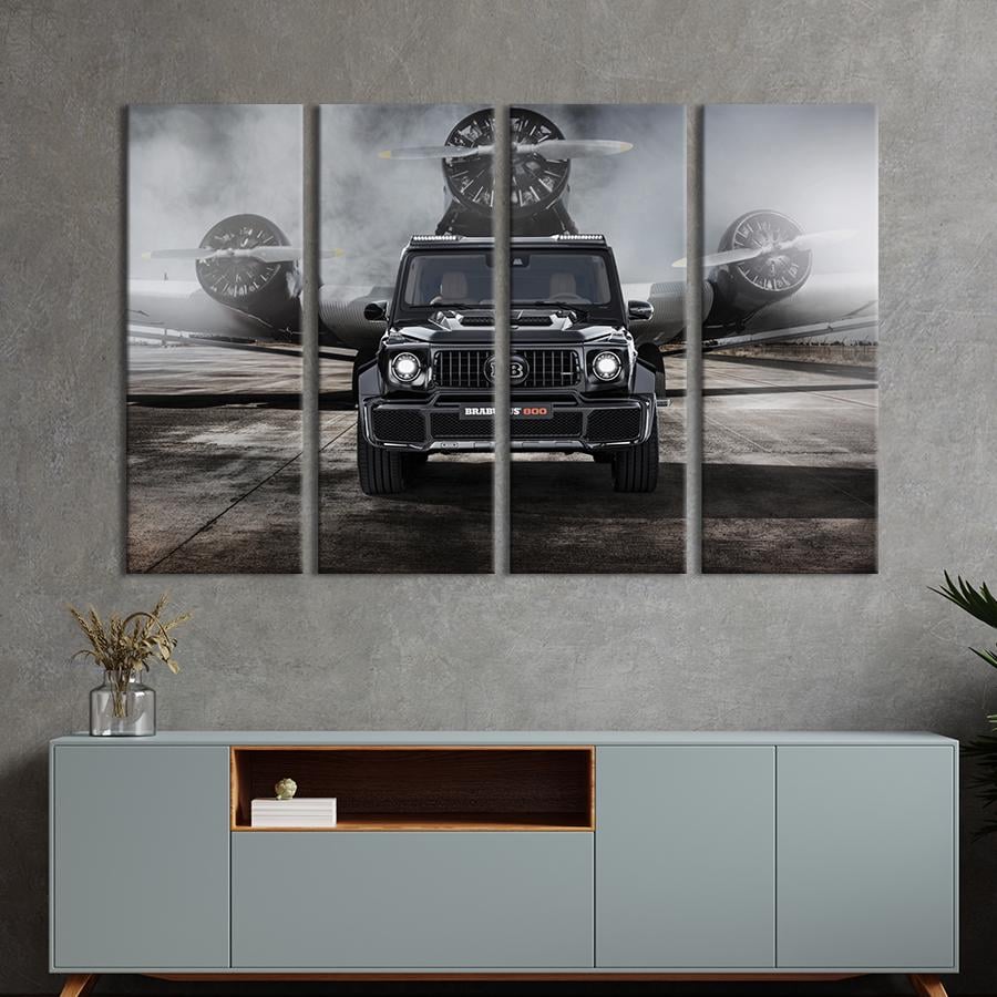 Картина на холсте Чёрный внедорожник Mercedes AMG G63 Brabus 149x93 см (1247-41)