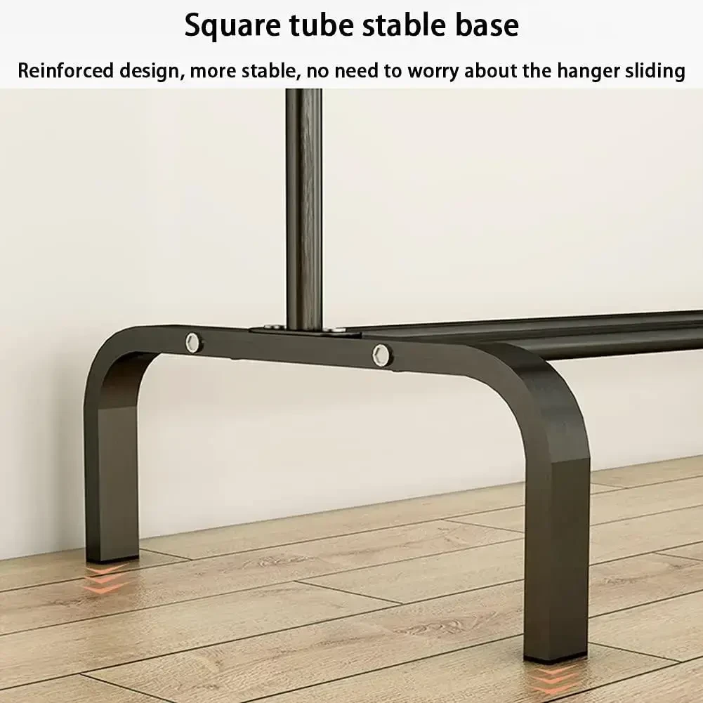 Вішалка-стійка для одягу та взуття Double floor Hanger переносна подвійна Чорний (2479518758) - фото 7