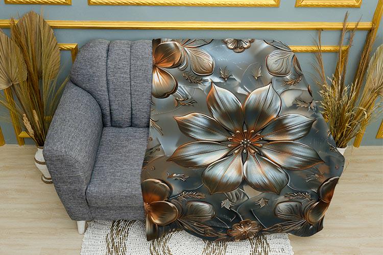 Плед Металлические цветы Узор плюш однослойный 150х210 см (114269-1)