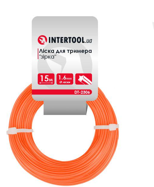 Леска для триммера Intertool звезда 1,6 мм х 15 м (DT-2306)