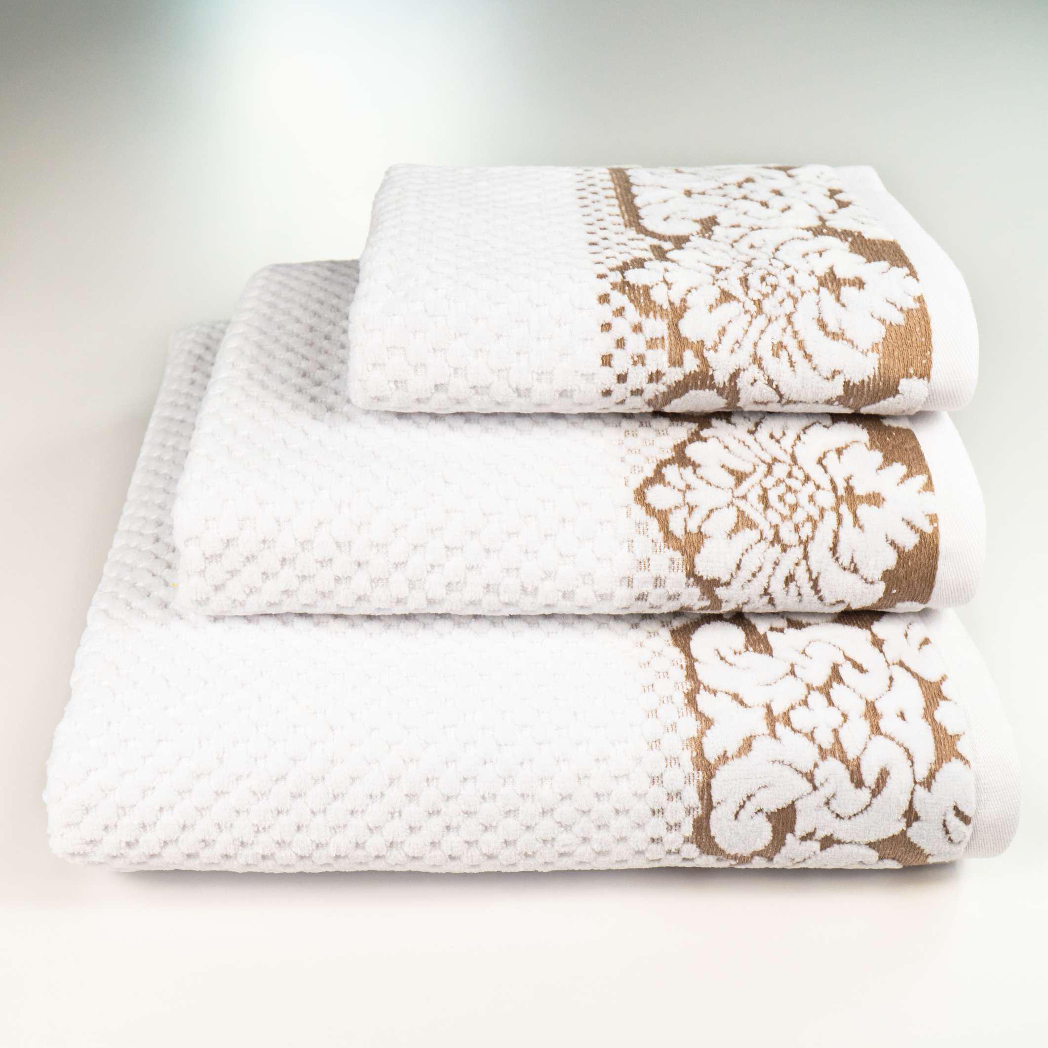 Комплект полотенец Damask жаккардовое с велюром 3 шт. Белый (550-dv-k3-white)