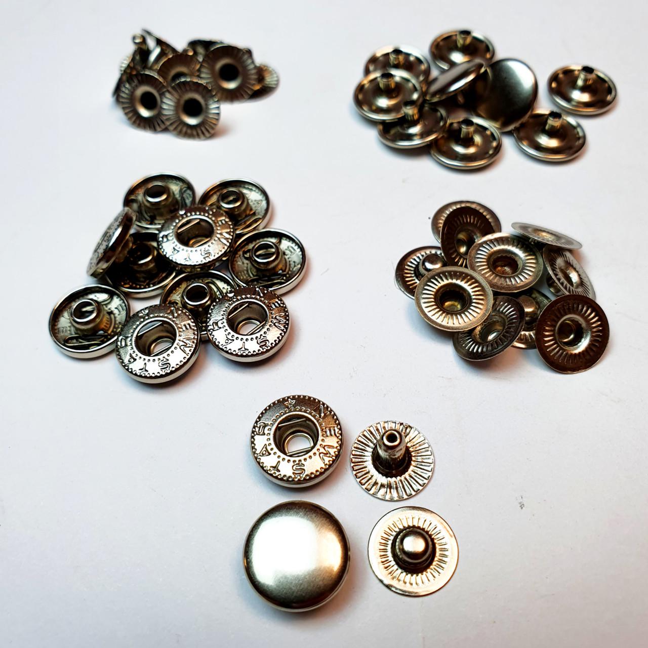 Кнопка металева Strong Alfa 12,5 мм 10 шт. Сріблястий нікель