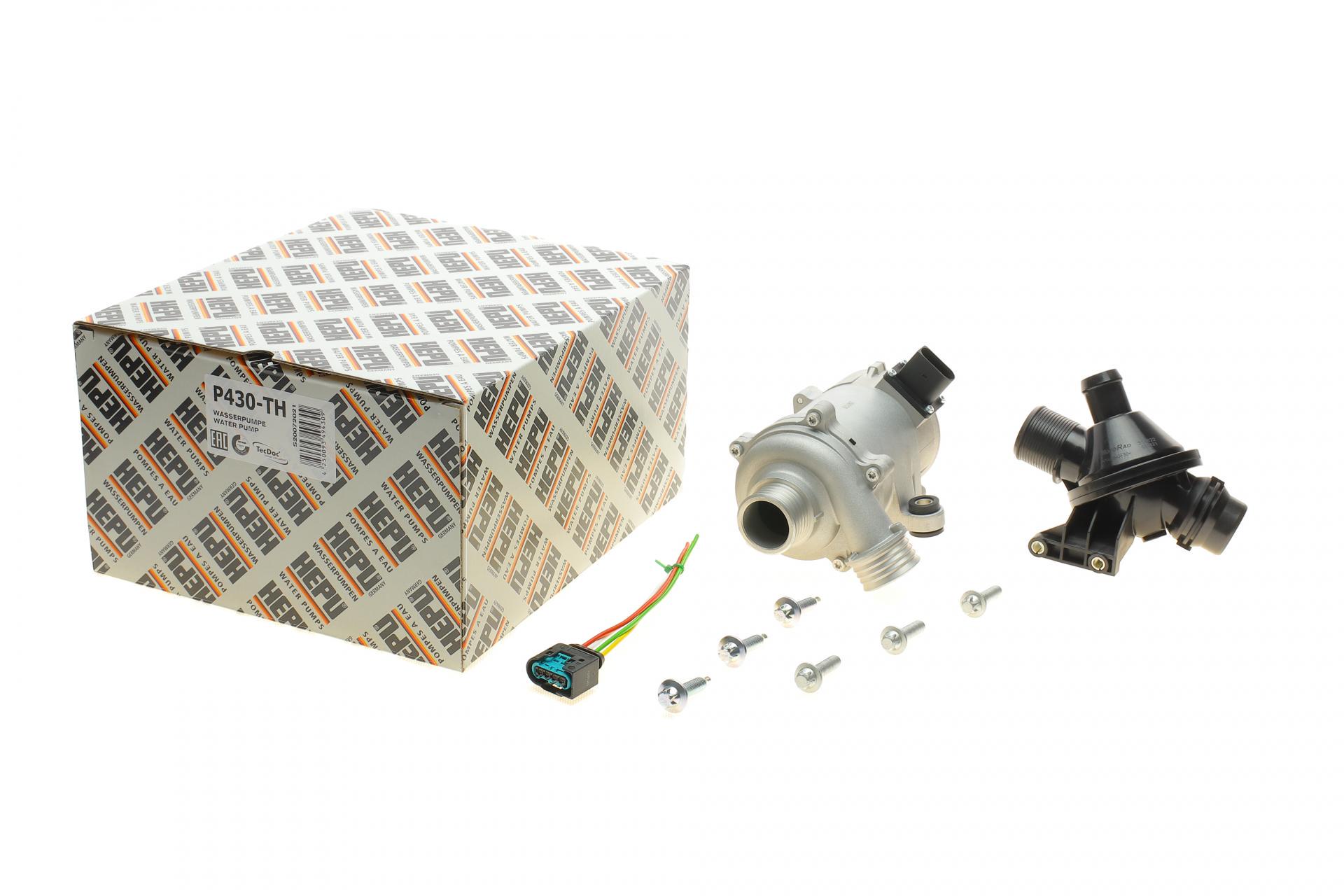 Водяная помпа Hepu BMW 1 F20/21/5 F10 2.0i 10-N20B20A и термостат (P430-TH)