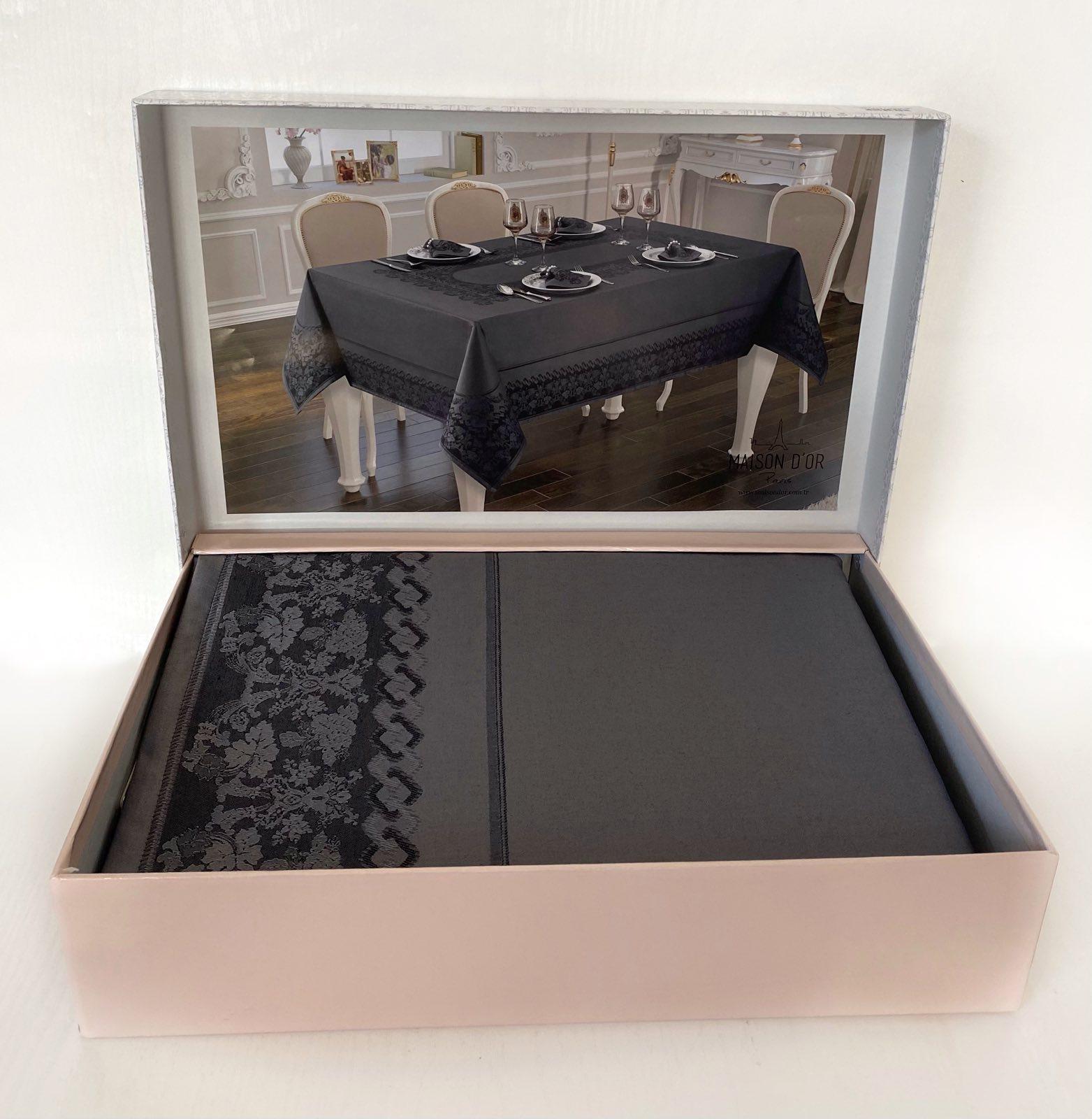 Скатерть Set Maison D'or 160x270 + 6 шт. салфеток Palmer Grey/Black (CN10965)