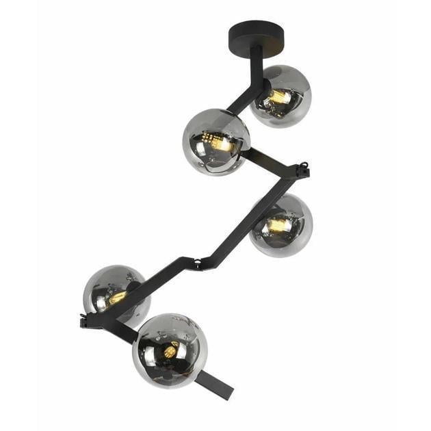 Люстра стельова регульована Valeso на п'ять скляних плафонів Е14 IP20 BX84020-5 BK Чорний (28686070)