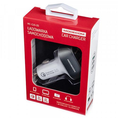 Автомобільний зарядний пристрій Modecom CU3-05 USB 2,4 A 5B QC3,0 2 USB Ports ZT-MC-CU3-05 White (562870) - фото 5