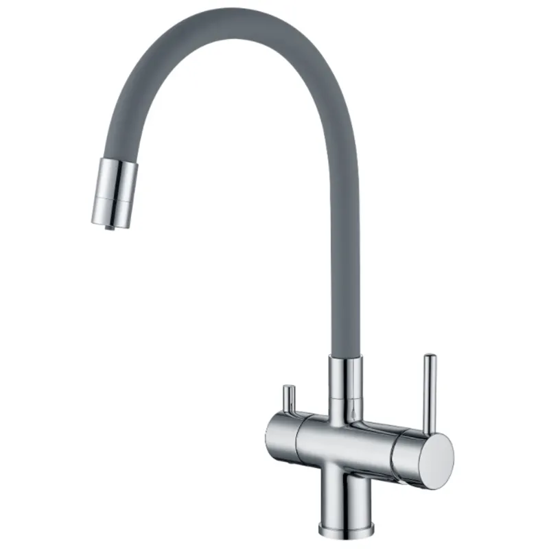 Смеситель для кухни KOER KB-72002-01 с силиконовым изливом и выходом для питьевой воды (KR3383)