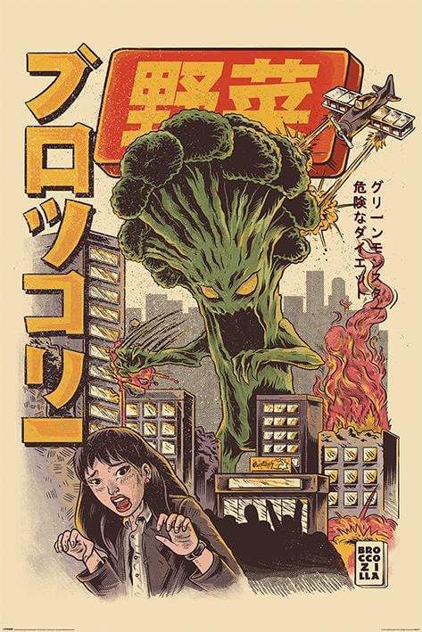 Постер плакат Брокозилла/Ilustrata Broccozilla 61x91,5 см