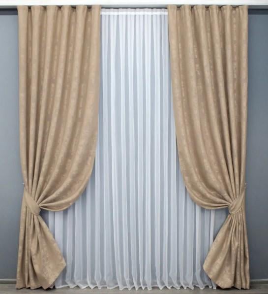 Тканина для штор Sultan YL жакард Темно-бежевий (1699ш) - фото 4