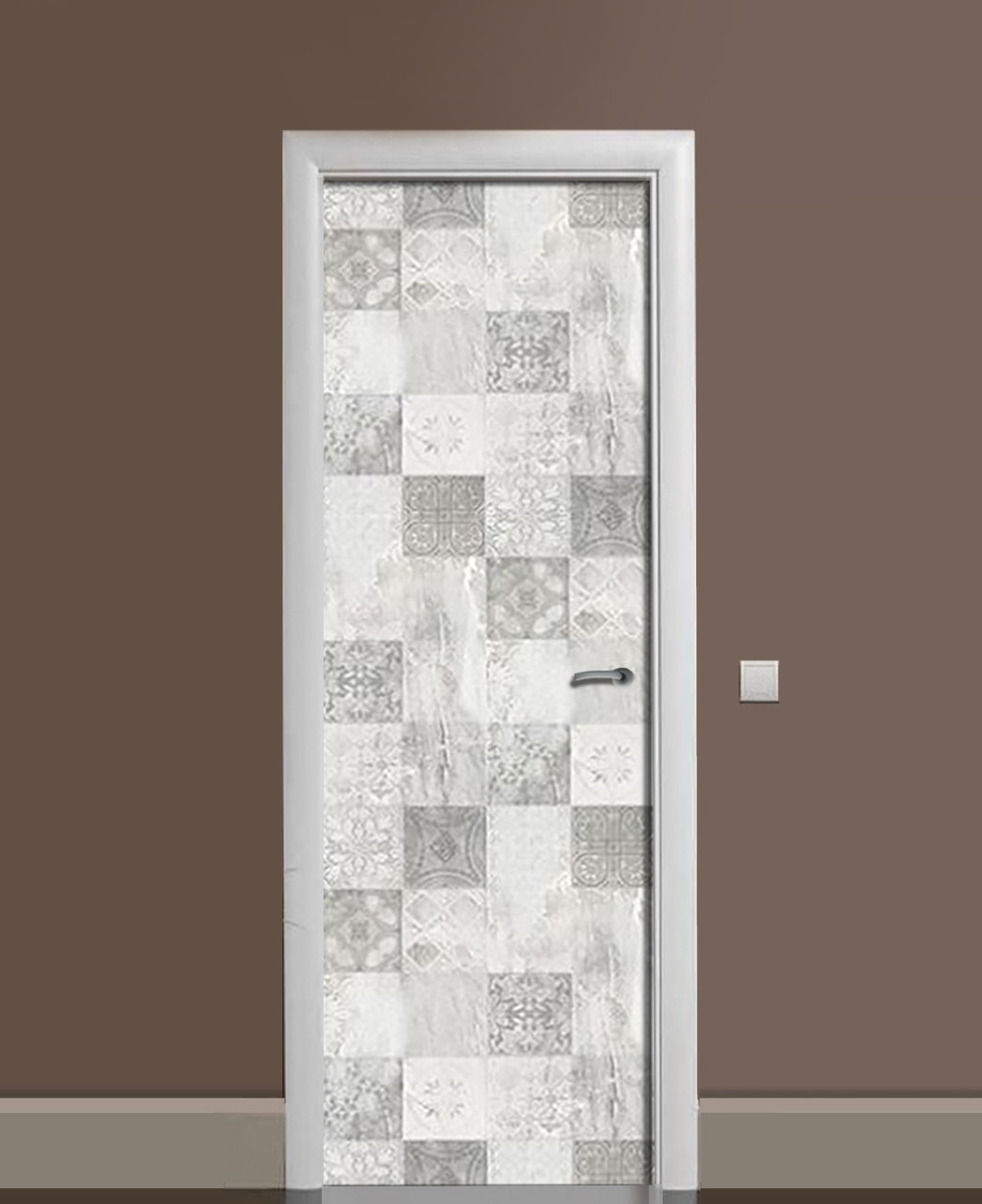 Наклейка 3D на дверь Zatarga "Бледная азулежу" виниловая 650х2000 мм