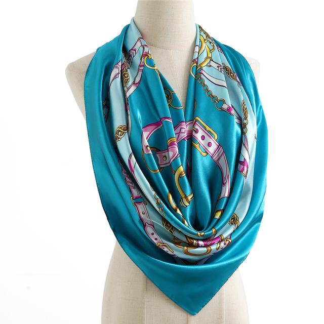 Платок шелковый Mosi Абстракция 90х90 см Голубой - фото 3