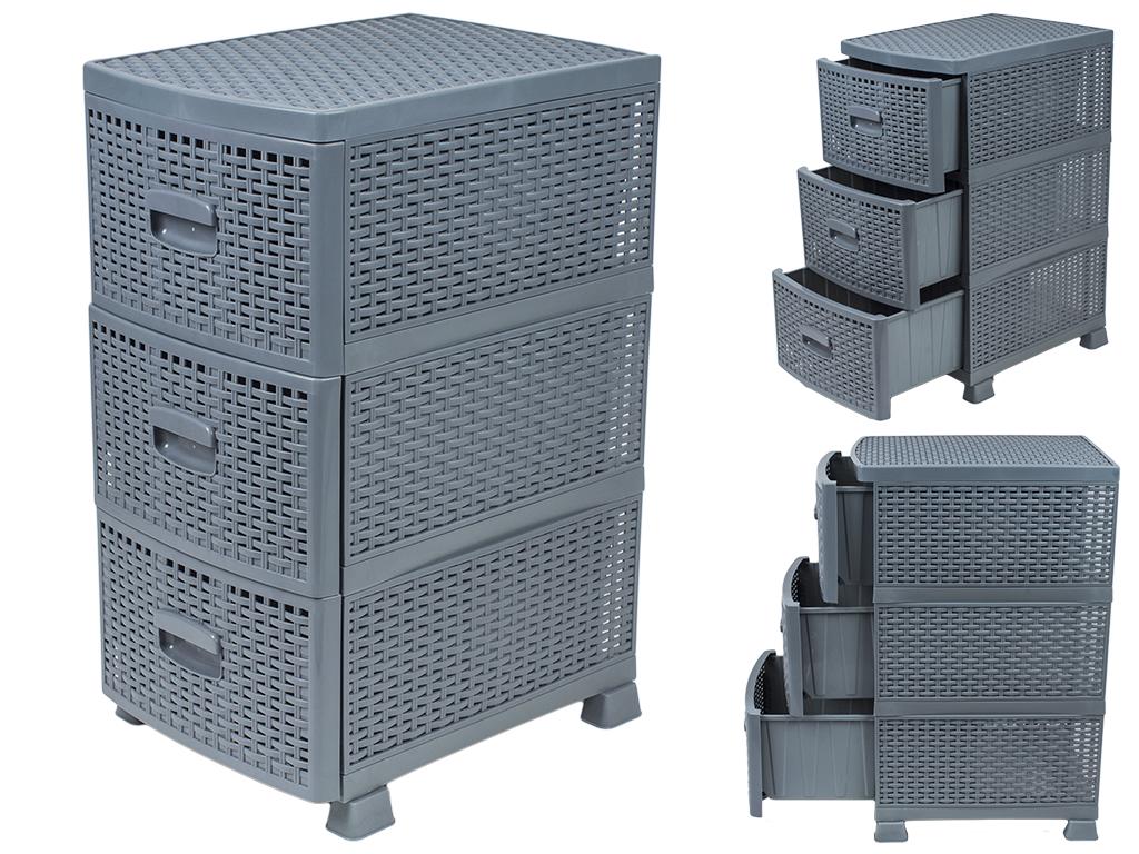 Комод Rotange 3-ярусный 47х36х70 см Серый MCS-BK072-2