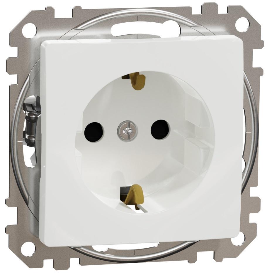 Розетка одинарная с заземлением Schneider Electric Sedna Design со шторками Белый (00000023696)