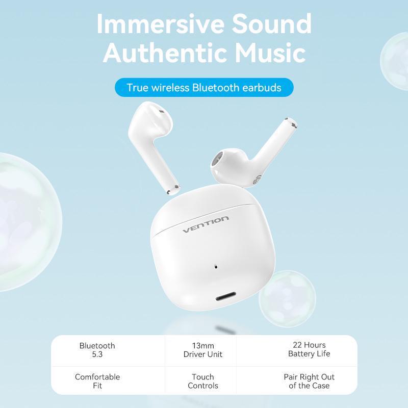 Навушники бездротові Vention Elf E02 Bluetooth 5.3 TWS 13 мм 22 год відтверення AAC/SBC Hi-Fi IPX4 Чорний (NBGB0) - фото 2 Навушники бездротові Vention Elf E02 Bluetooth 5.3 TWS 13 мм 22 год відтверення AAC/SBC Hi-Fi IPX4 Чорний (NBGB0) - фото 2