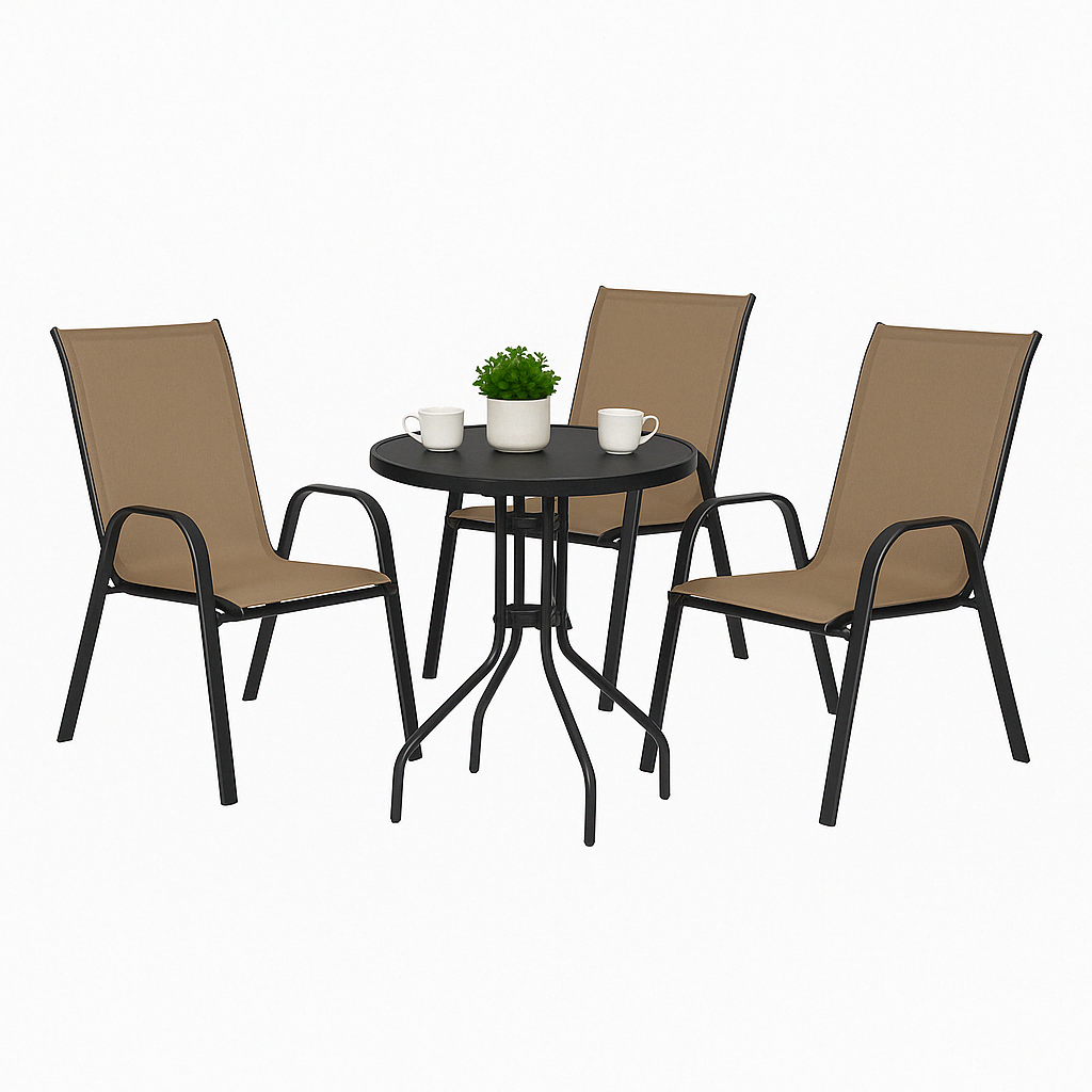 Комплект садовой мебели 4Points Como-3 круглый стол и 3 кресла Коричневый