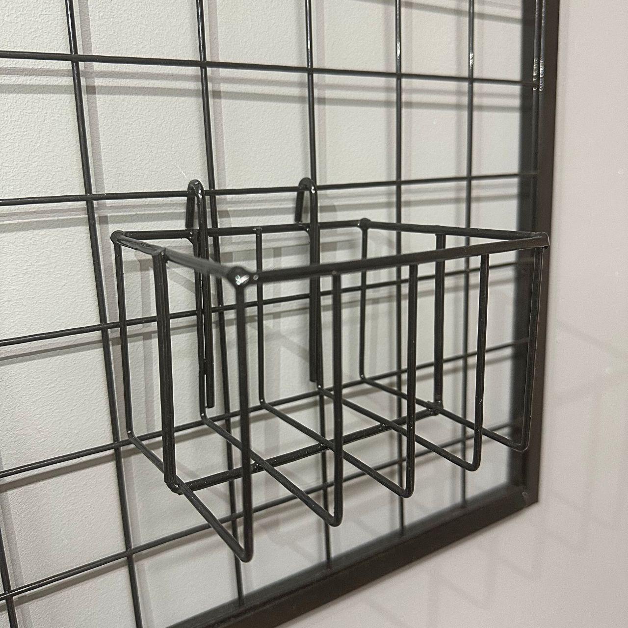 Кошик для мудборду і настінної сітки знімний металевий 12x10x8 см Чорний - фото 1 Кошик для мудборду і настінної сітки знімний металевий 12x10x8 см Чорний - фото 1