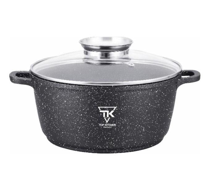 Кастрюля Top Kitchen TK00053 с мраморным антипригарным покрытием 28 см Черный (TK00053-28)