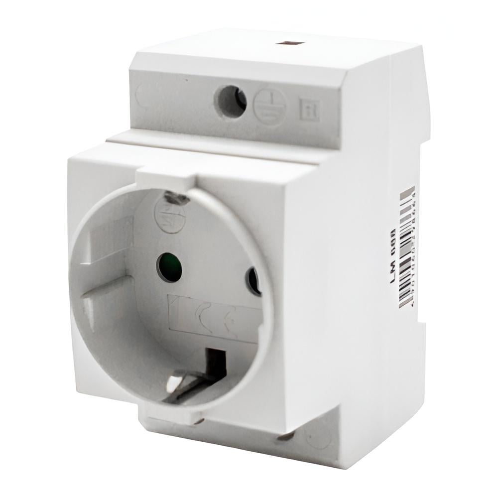 Розетка модульная Lemanso LM688 на DIN-рейку с заземлением 16А защита от детей (12256)