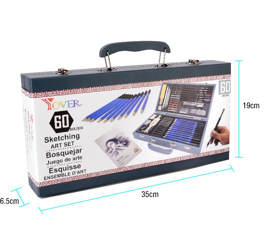 Художній набір для малювання та ескізів в дерев’яній коробці 60 пр. (YW-AW060) - фото 4