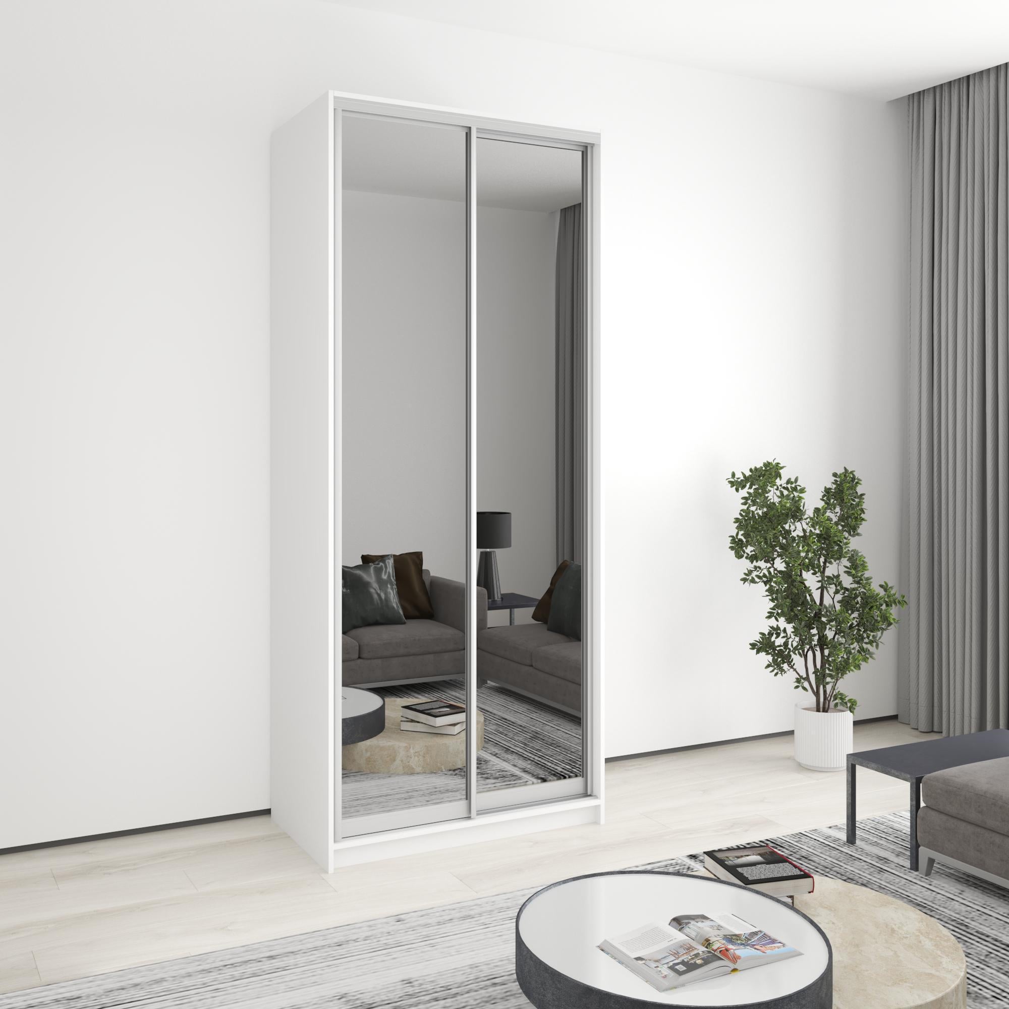 Шкаф-купе двухдверный MebelStar стандарт AL 2 зеркала 100x45x240 см Аляска белый (MBS-3789)