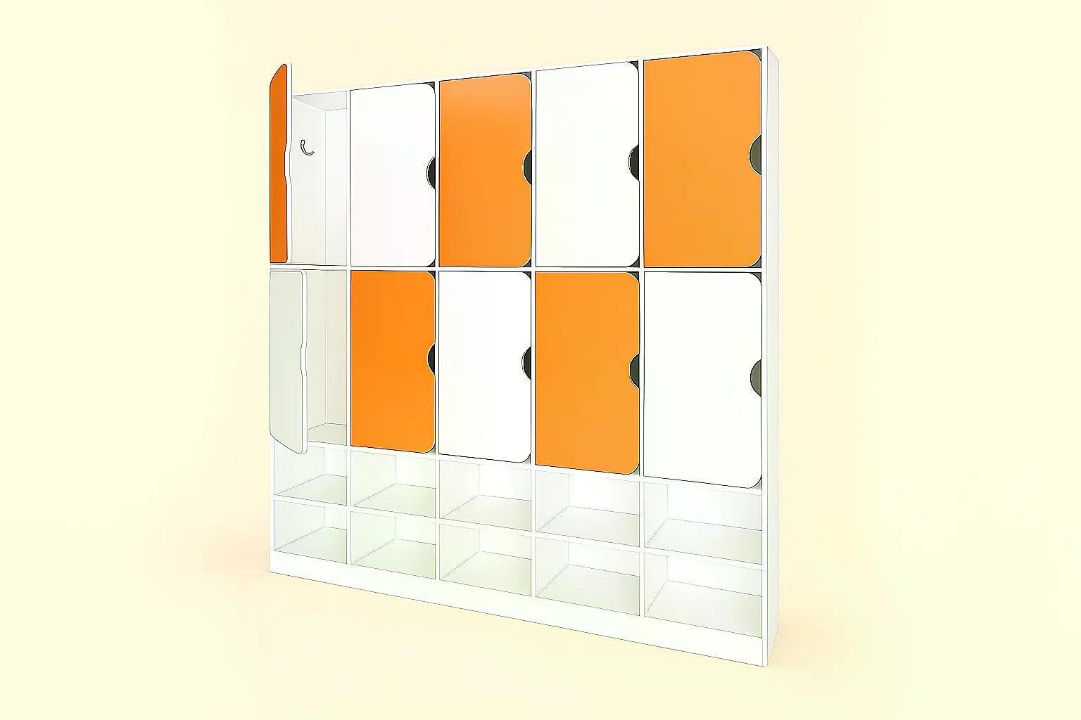 Шкаф для одежды DS-55 10-секционный с полкой для обуви Белый/Оранжевый