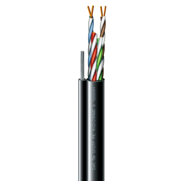 ᐉ Кабель уличный витая пара ЗЗКМ Cat.5 e U/UTP РЕ steel cord 4x2x24 AWG ...