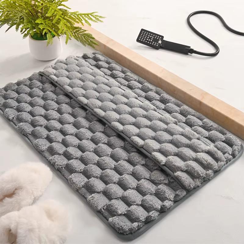 Коврик для ванной комнаты и душа с накладкой для ног фланелевый антискользящий 40х60 см Серый