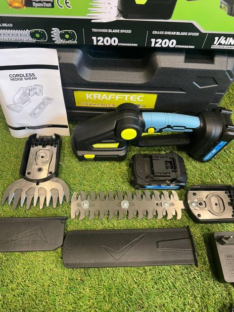 Аккумуляторные ножницы кусторез Krafftec 2 в 1 два аккумулятора/зарядное устройство/пластиковый кейс (28150465) - фото 7 Аккумуляторные ножницы кусторез Krafftec 2 в 1 два аккумулятора/зарядное устройство/пластиковый кейс (28150465) - фото 7