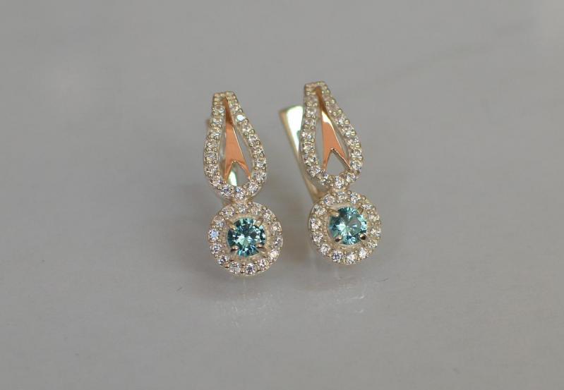 Серебряные серьги Sil с золотыми пластинами 135s-5 Лаванда (Sil-1176)