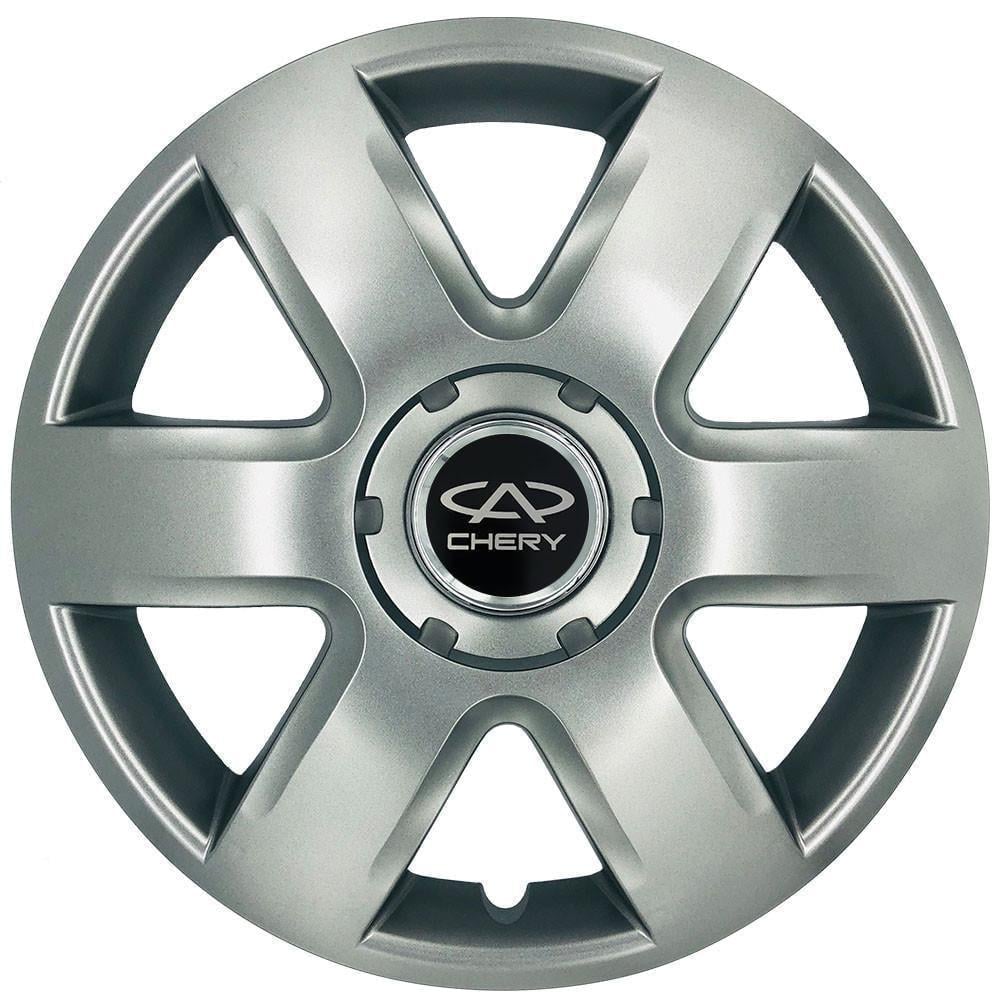 Ковпаки SJS 337 з логотипом Chery R15 4 шт. Срібний (2654558816)