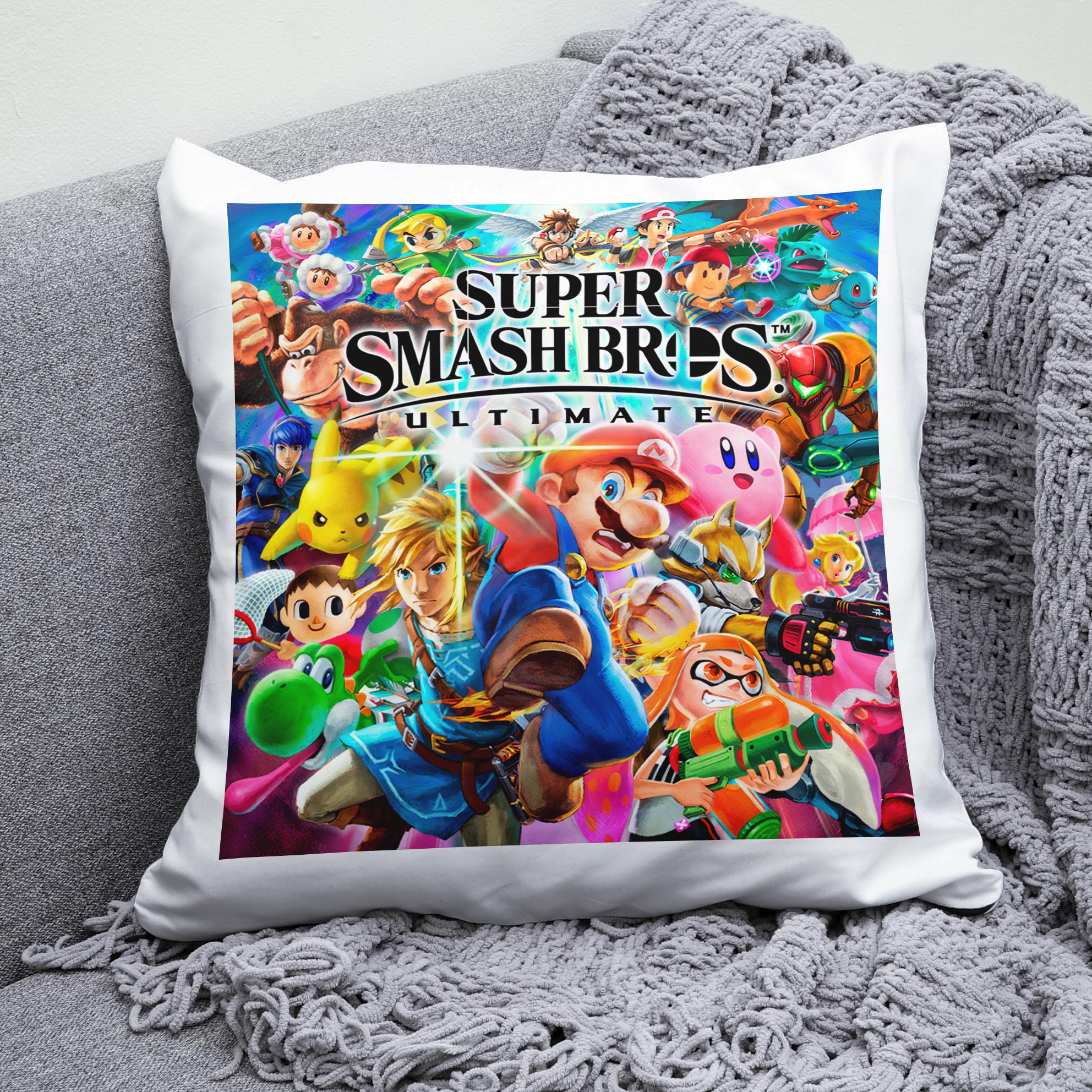 Плюшева подушка квадрат з принтом гри Super Smash Bros Ultimate