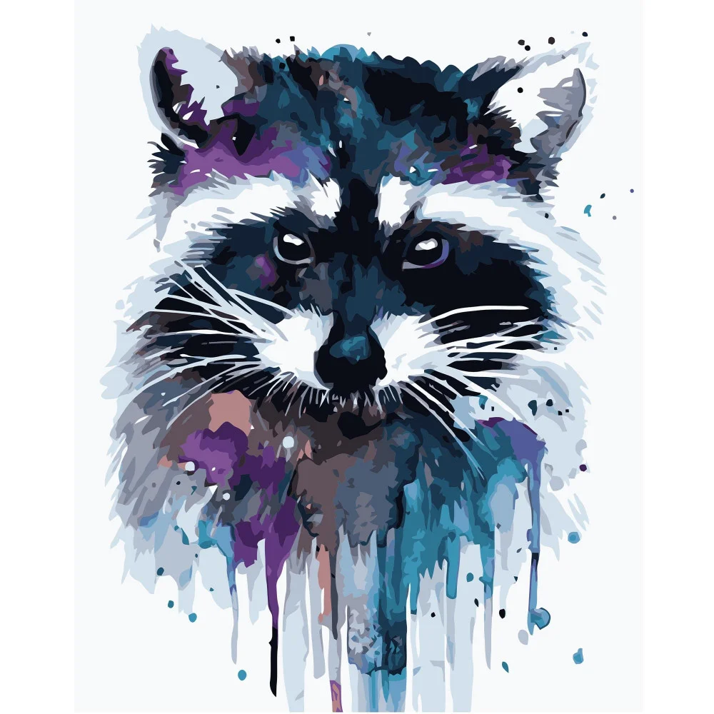 Картина по номерам Strateg Животные Акварельный енот 40х50 см в коробке (VA-0827КС-mt)