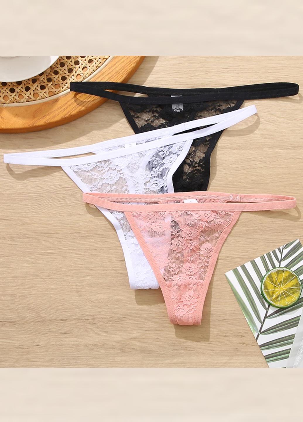 Набор трусиков женских кружевных стрингов Summer Dream XL 3 шт. Пудровый (1306-46)