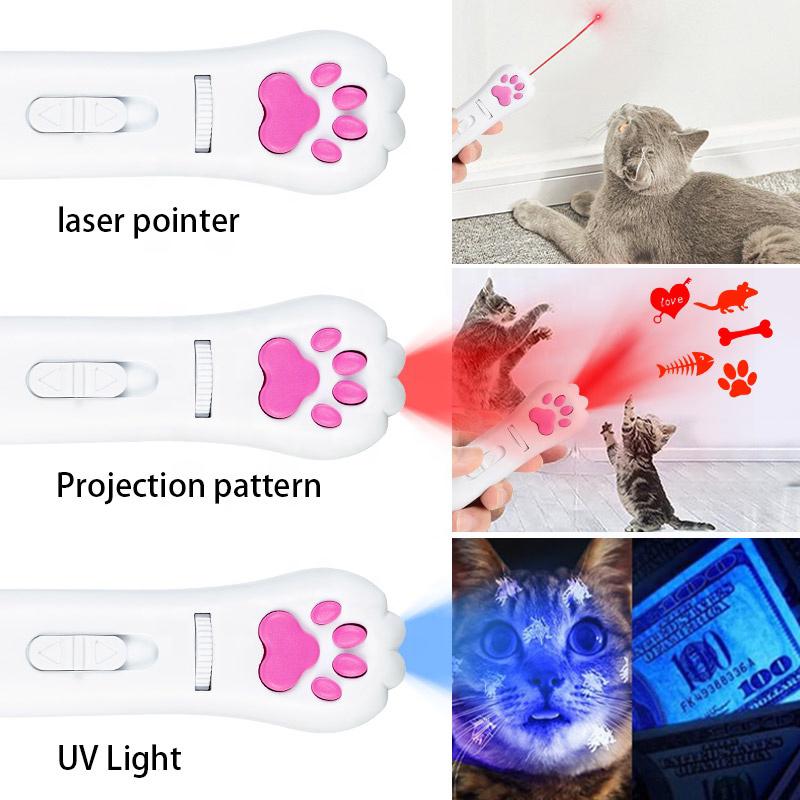 Ігровий ліхтар-лазер для тварин ZK-2381L LED+UV 4 картинки USB Білий (29703519) - фото 8