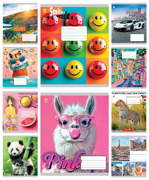 Зошити учнівські Тетрада Мікс 1 24 аркуша клітинка 20 шт. в упаковці