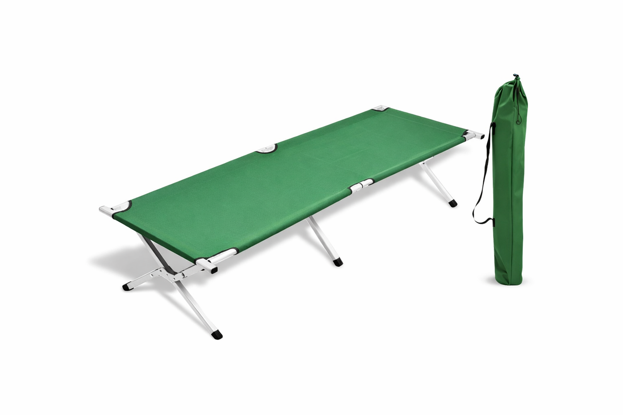 Кровать туристическая раскладная алюминиевая 190 см Зеленый (17636)