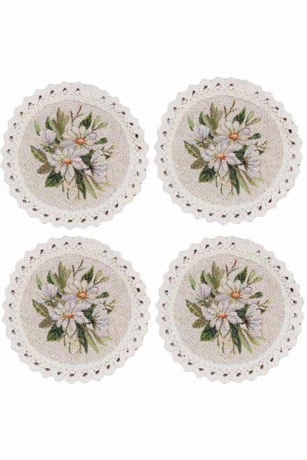 Набір гобеленових серветок  Прованс Provence під чашку d 14 см 4 шт. (39288)