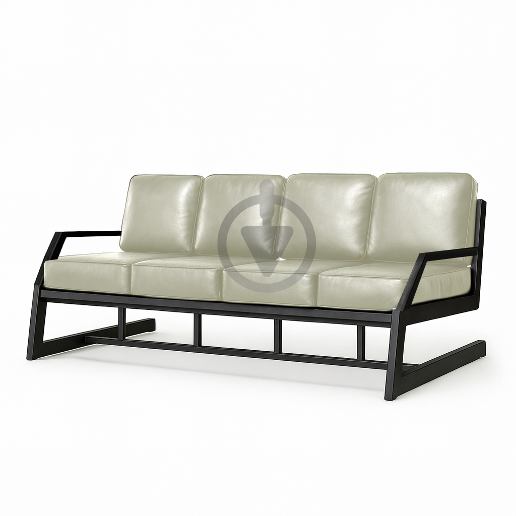 Диван металлический AVVS Атлас с подлокотниками лофт экокожа 206 см Бежевый