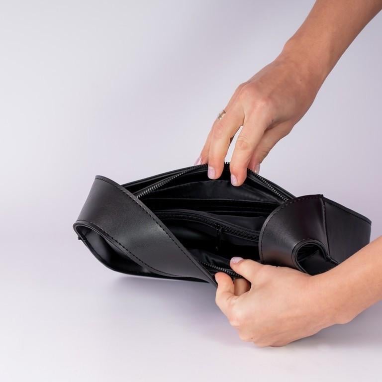 Сумка женская XENIA № 24-22 багет из глаткой экокожи Черный - фото 3 Сумка женская XENIA № 24-22 багет из глаткой экокожи Черный - фото 3