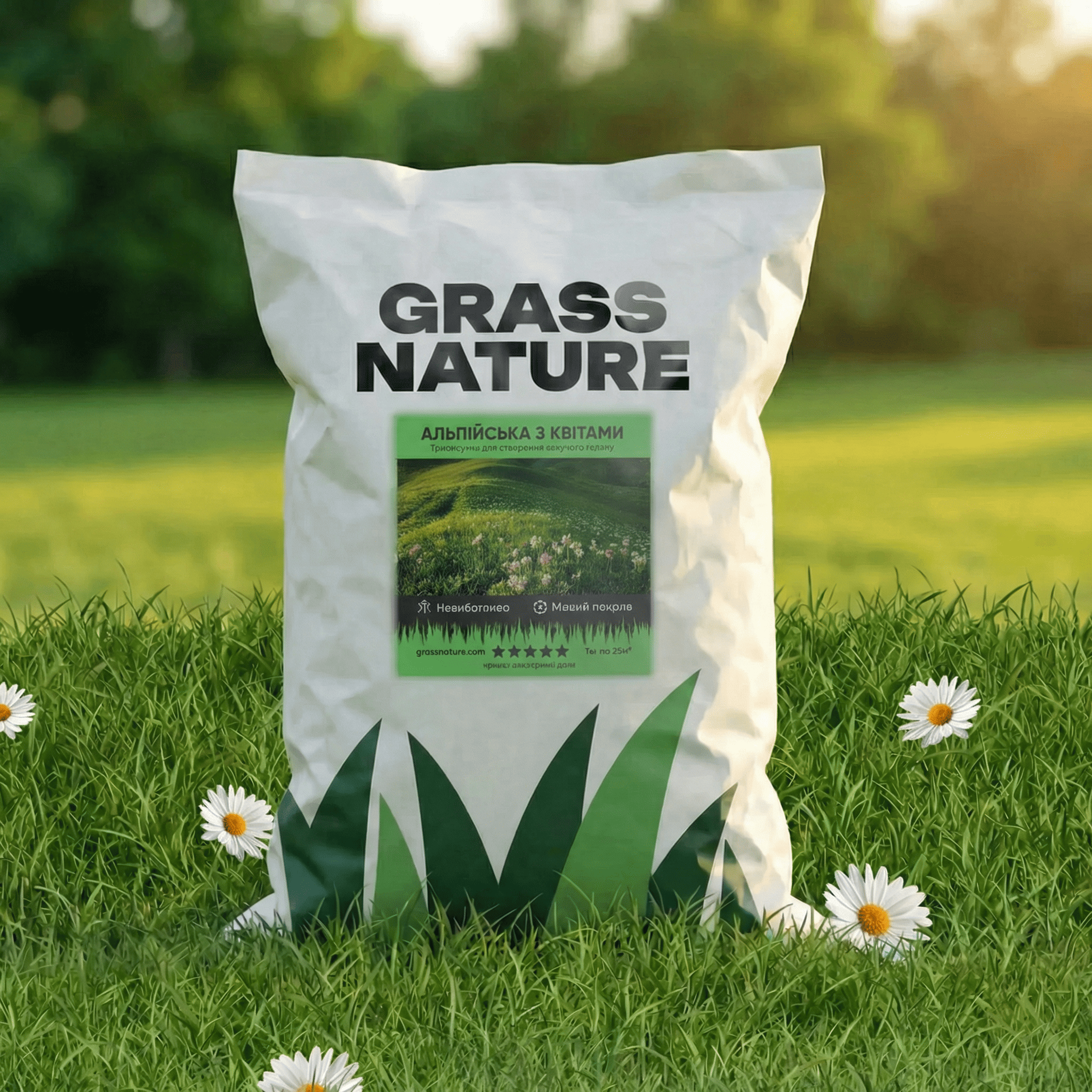 Семена газонной травы GrassNature Альпийская с цветами 3 кг (24463295)