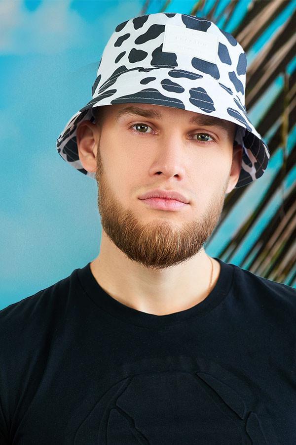 Панама в принте коровы Braxton унисекс Белый/Черный (1385)